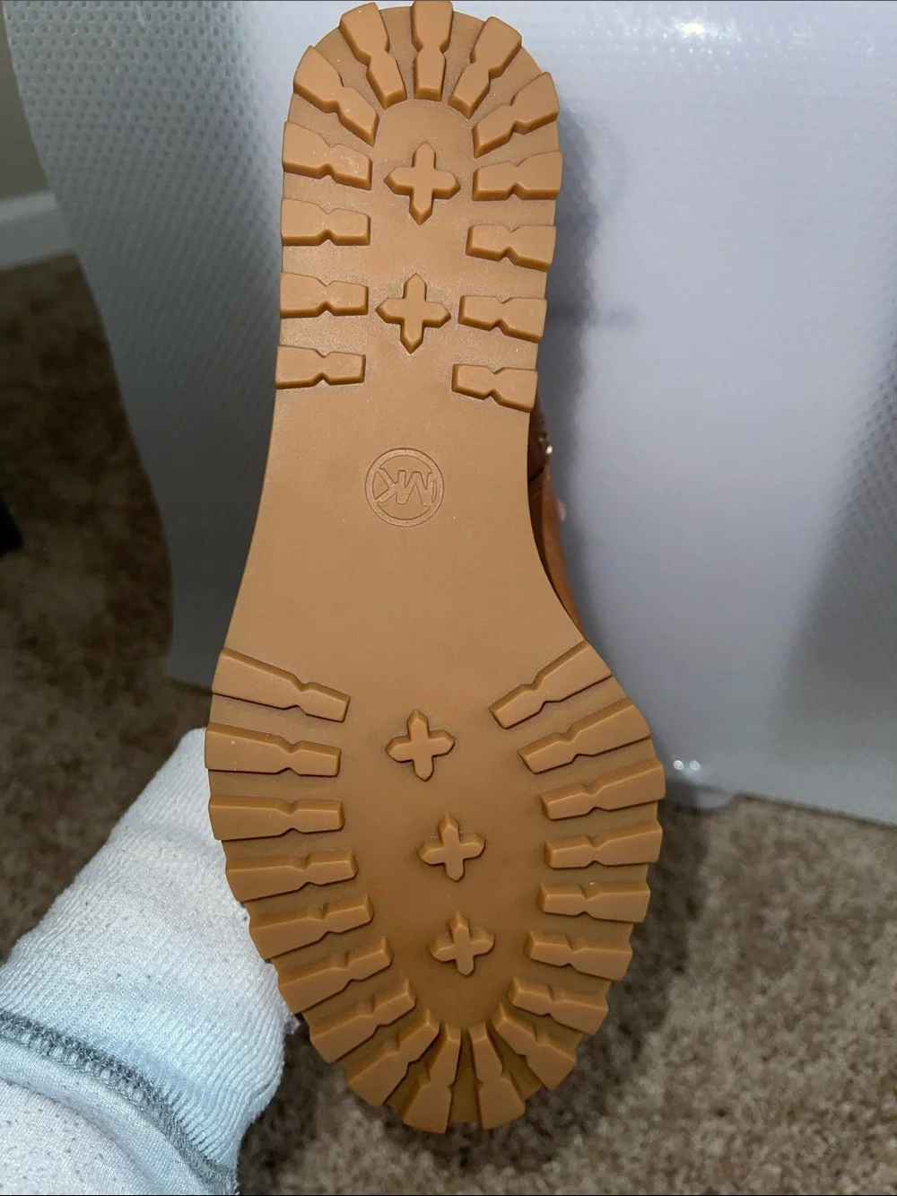 Michael Kors Cognac Leather Wedge Ankle Boots